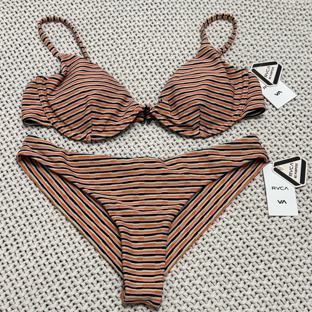 NWT RVCA Cosmic Way Striped Bikini - Medium Top / Small Bottom